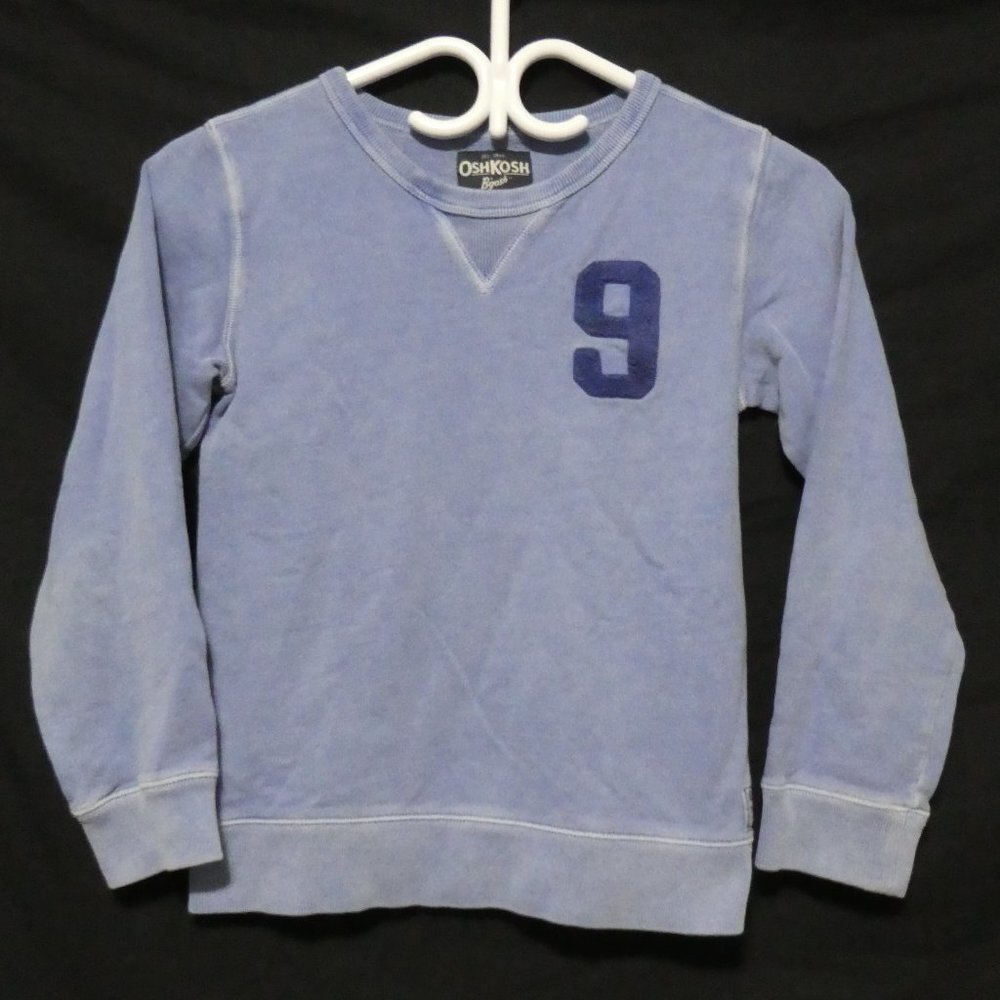OSHKOSH B'GOSH, size 10, faded blue sweatshirt w/ #9 patch